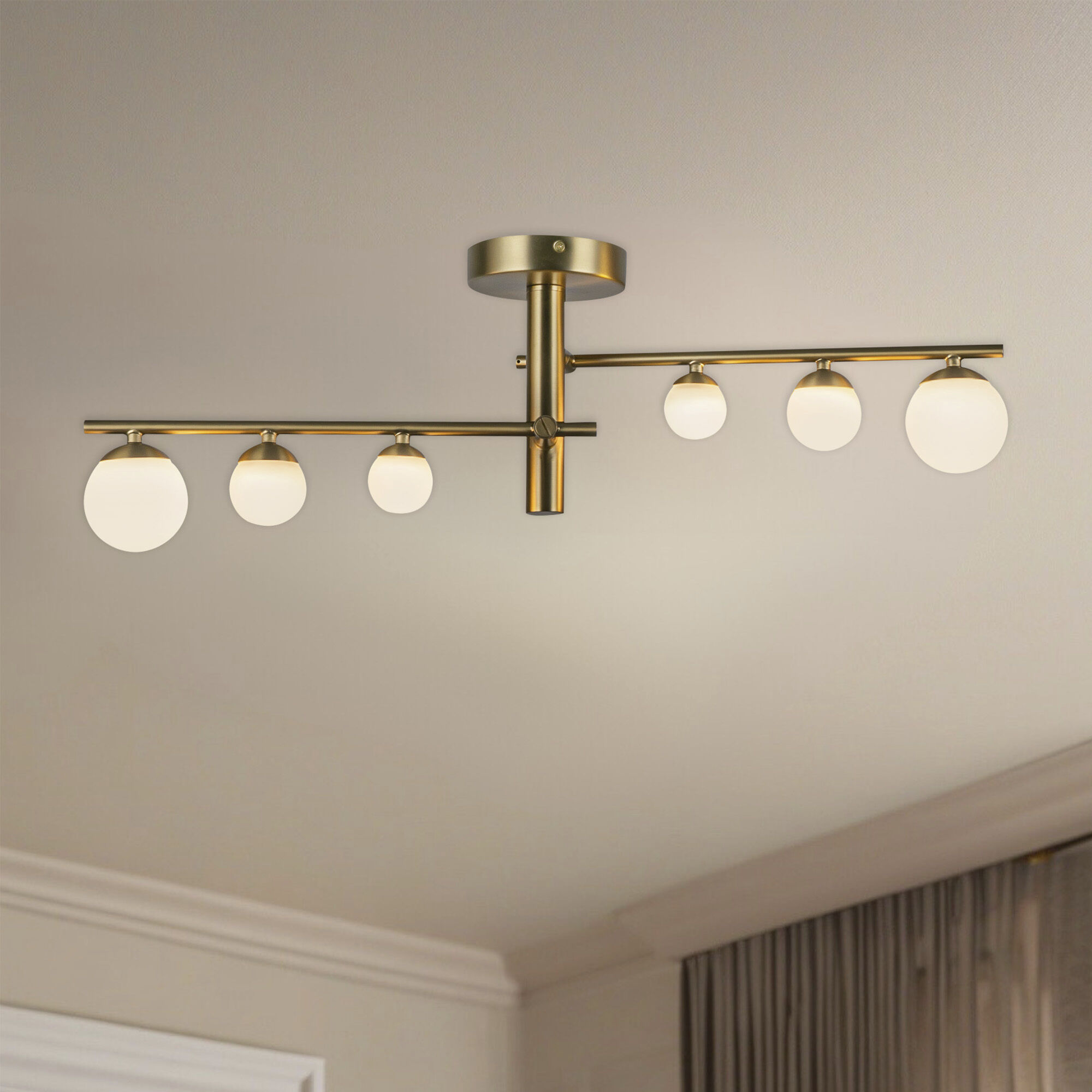 Cypress LED 7.38 inch Brushed Gold/Opal Glass Semi-Flush Mount Ceiling Light
