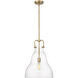 Haverhill LED 14 inch Brushed Brass Pendant Ceiling Light in Seedy Glass