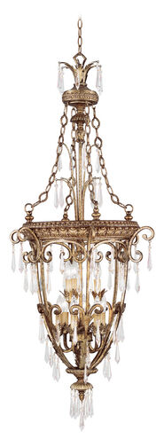 La Bella 9 Light 24 inch Hand Painted Vintage Gold Leaf Foyer Ceiling Light