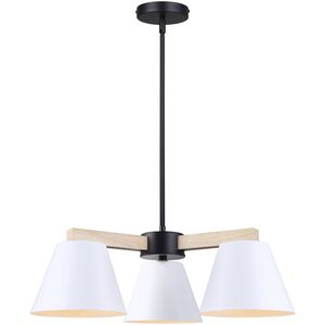 Harlyn 3 Light 23.5 inch Black/White/Wood Chandelier Ceiling Light