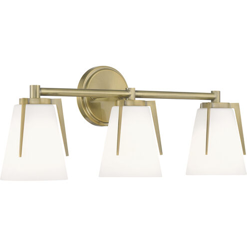 Allure 3 Light 22.75 inch Antique Brass with Matte Opal Vanity Light Wall Light