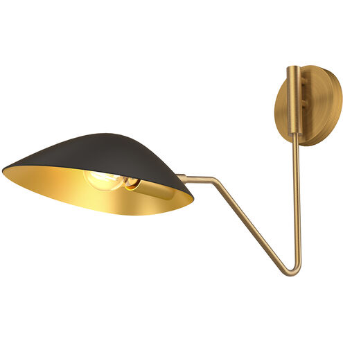Alora Mood Oscar 1 Light 8 inch Aged Gold and Matte Black Bath Vanity Light Wall Light