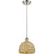 Woven Rattan 1 Light 8 inch Satin Nickel Pendant Ceiling Light