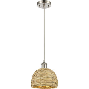 Woven Rattan 1 Light 8.00 inch Pendant