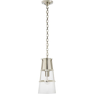 Visual Comfort Thomas O'Brien Robinson 8 inch Polished Nickel Pendant Ceiling Light in Clear Glass, Thomas O'Brien, Medium, Clear Glass TOB5752PN-CG - Open Box