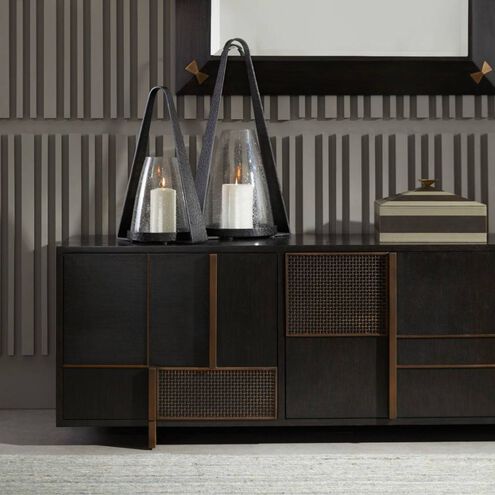 Demi 74 X 20.5 inch Ebony and Antique Brass Credenza