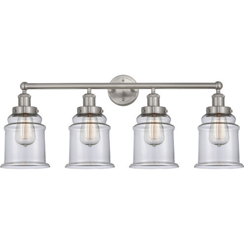 Edison Canton 4 Light 33 inch Brushed Satin Nickel Bath Vanity Light Wall Light in Clear Glass