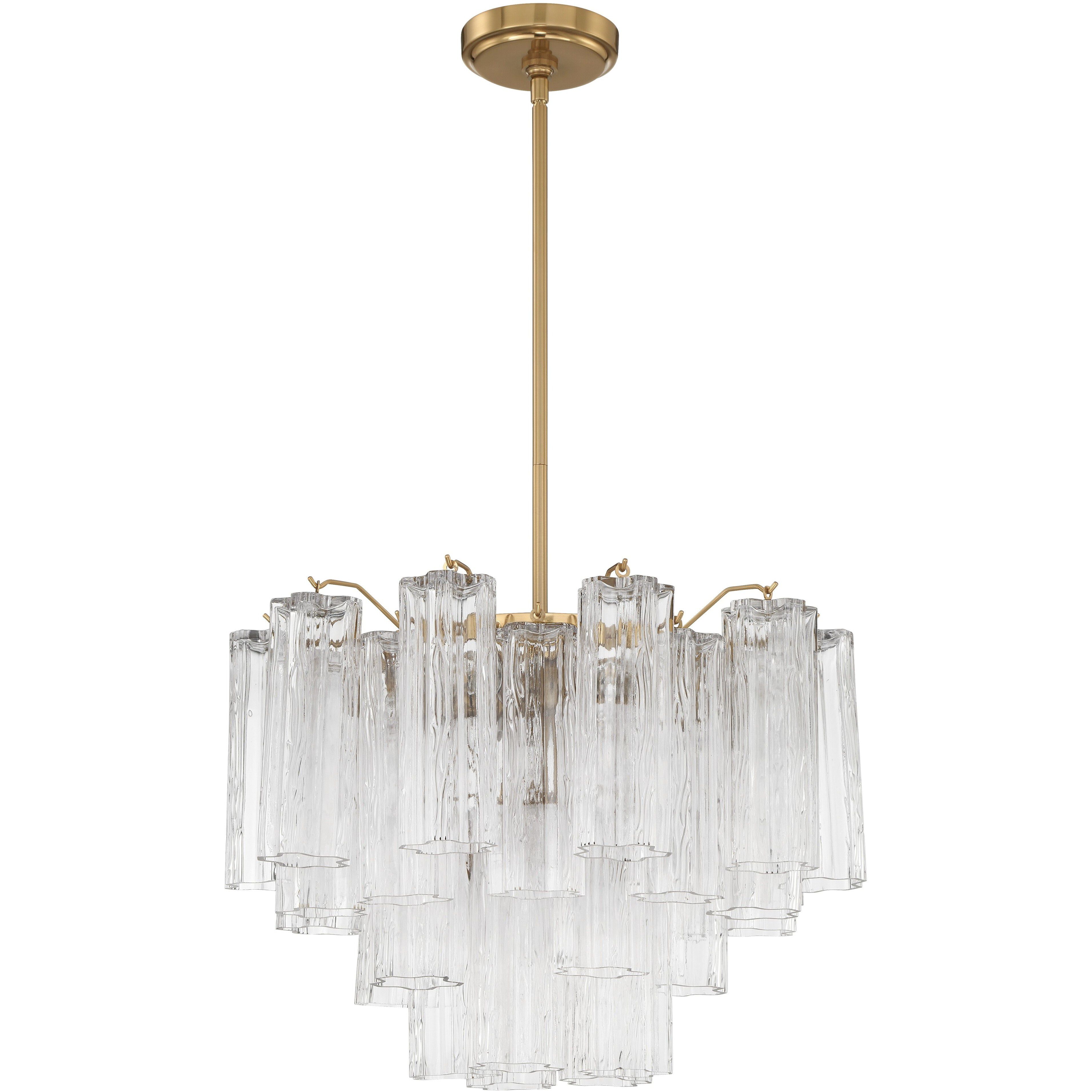 Addis 6 Light 19.75 inch Aged Brass Chandelier Ceiling Light in Tronchi Glass Clear