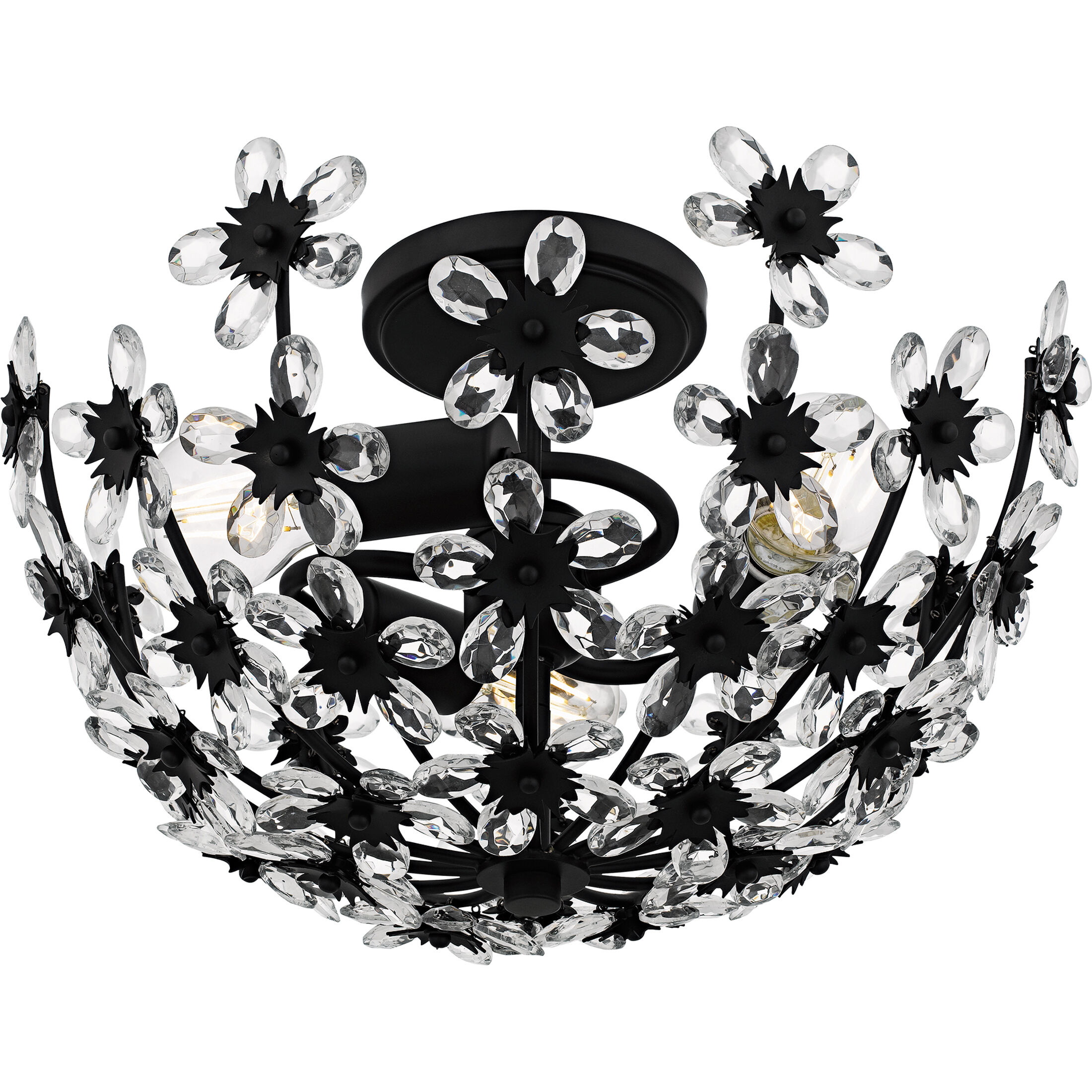 Rosemary 3 Light 15.75 inch Matte Black Semi-Flush Mount Ceiling Light, Medium