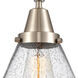 Franklin Restoration X-Large Cone 1 Light 12 inch Brushed Satin Nickel Mini Pendant Ceiling Light in Seedy Glass