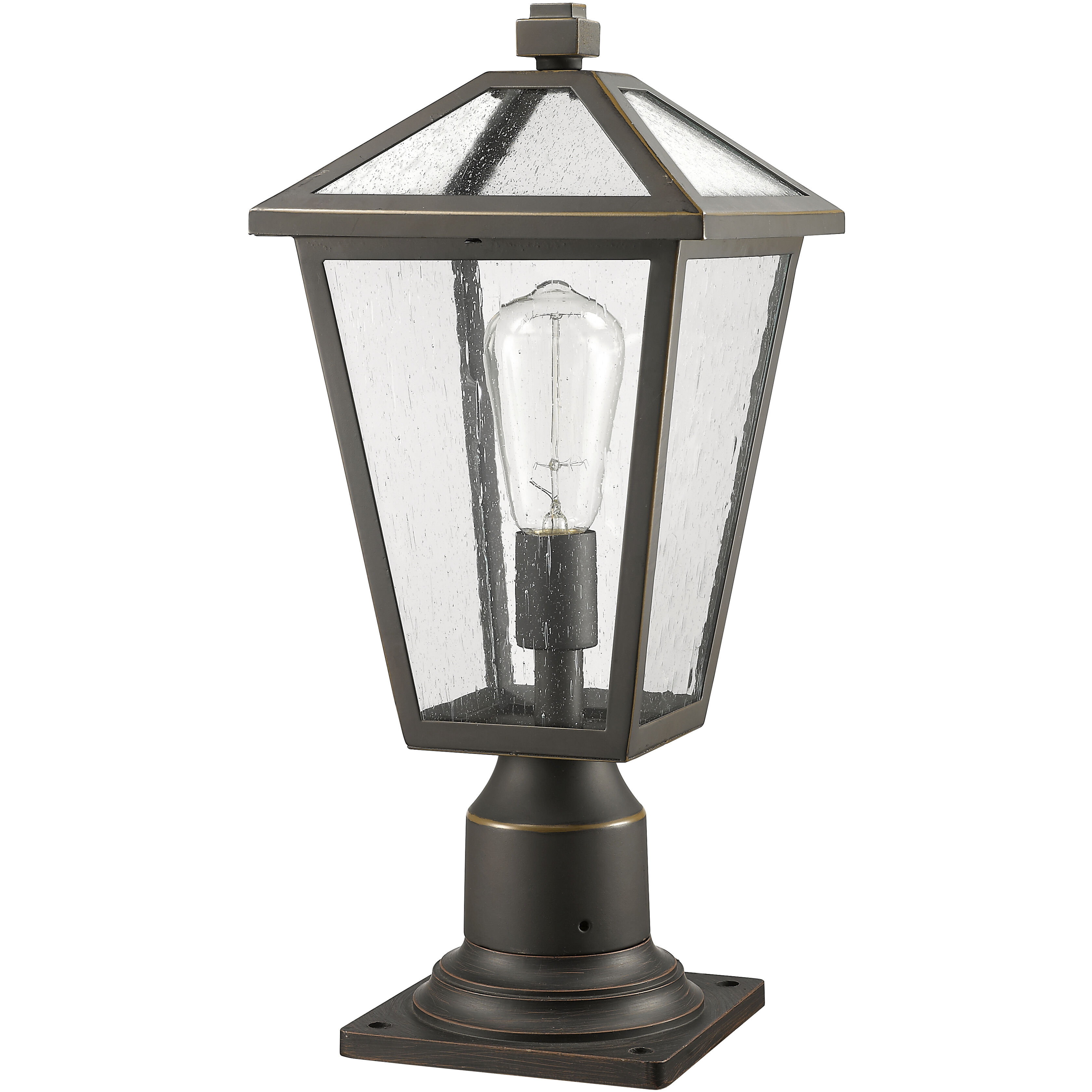 Talbot 1 Light 18.5 inch Oil Rubbed Bronze Outdoor Pier Mounted Fixture in Seedy Glass