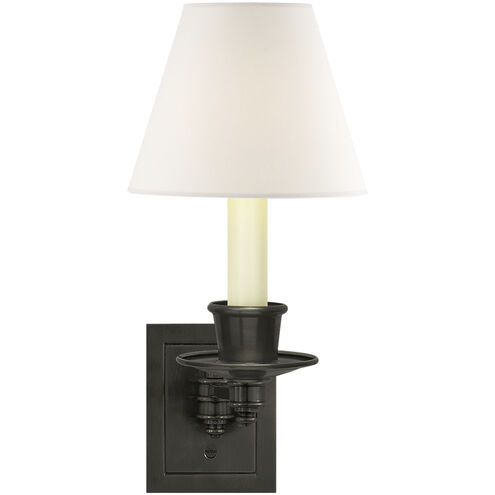 Visual Comfort Signature Collection Studio VC Swing Arm Sconce 7 inch 40.00 watt Bronze Swing Arm Sconce Wall Light in Linen 2 S2005BZ-L2 - Open Box