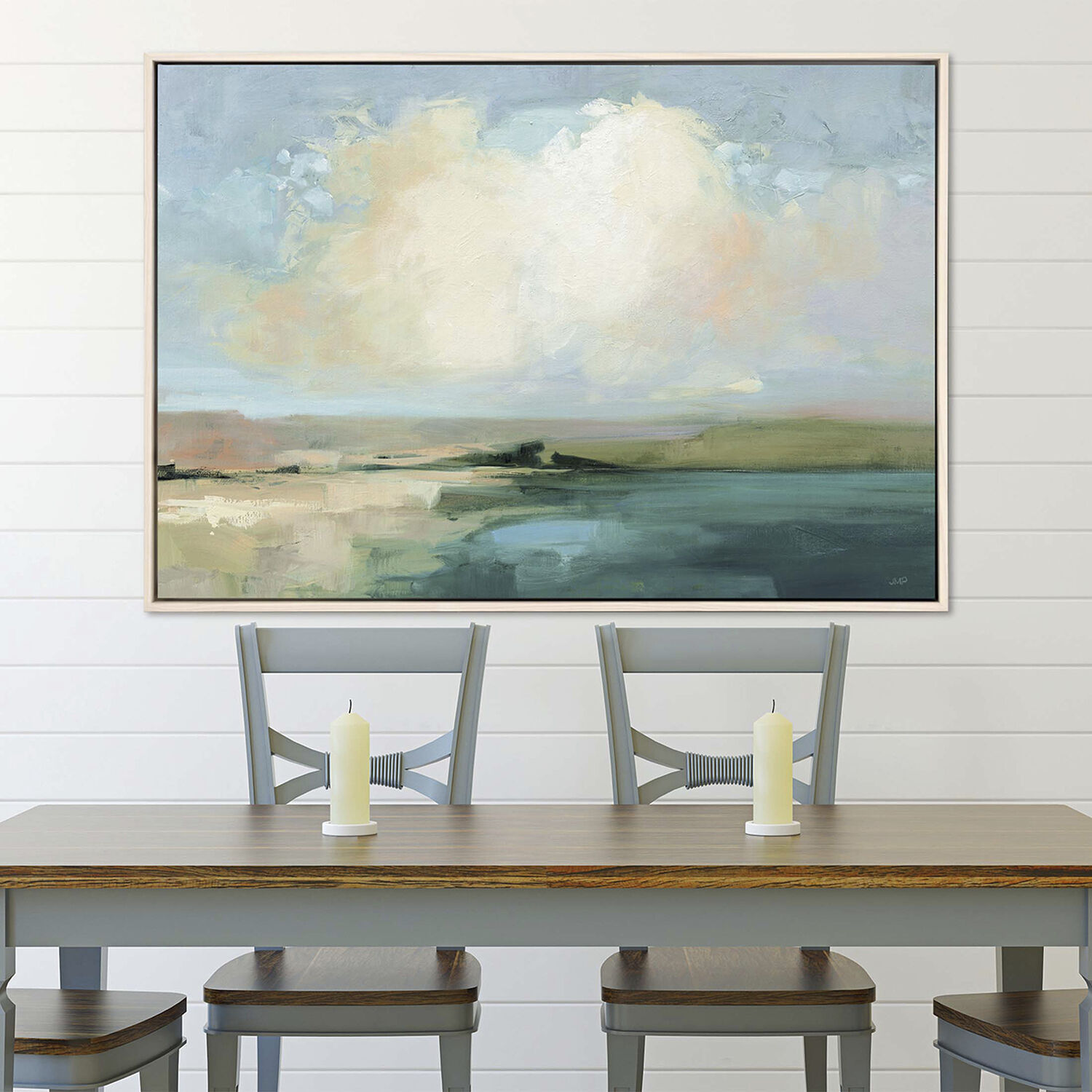 Waterside Blue and Turquoise and Green and White Canvas