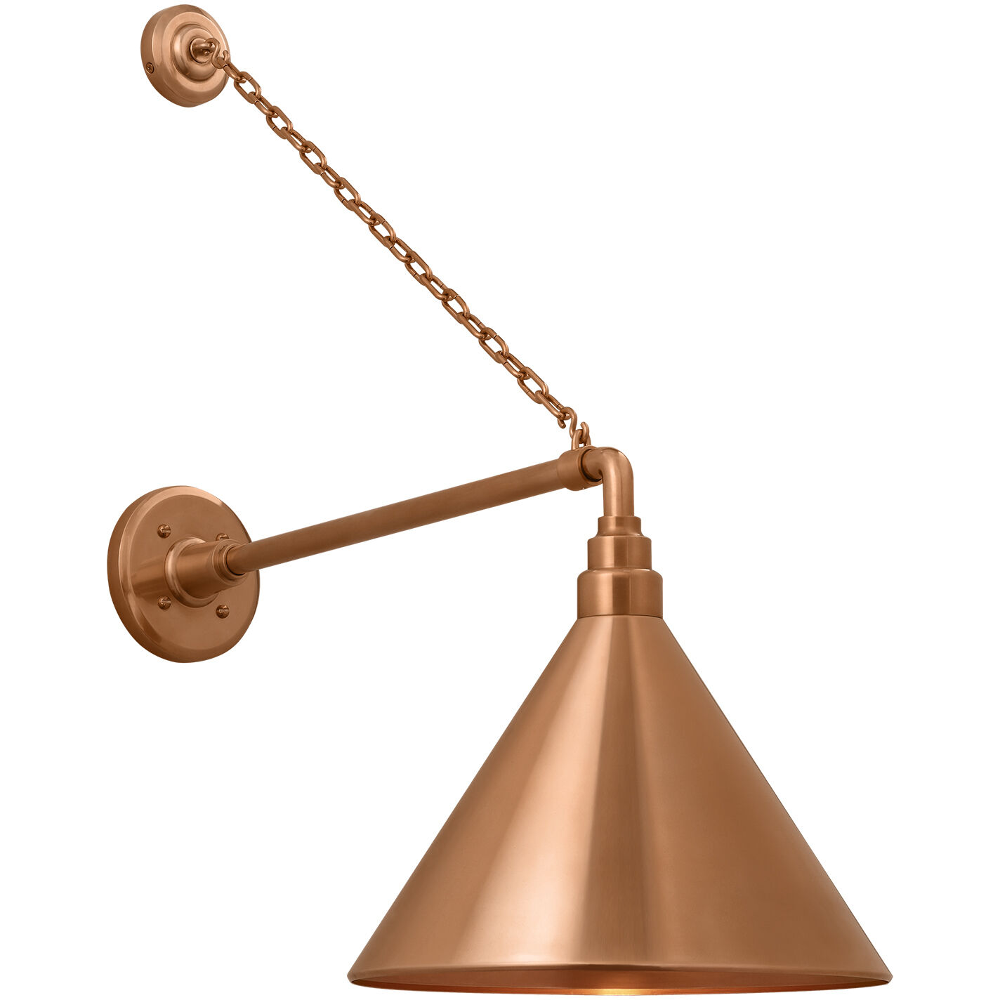 Thomas O'Brien Academy Barn Light LED 27.5 inch Soft Copper Anchored Mack Barn Light in 12.5" Soft Copper Conical Savannah Shade
