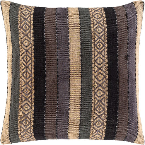 Ulla 18 X 18 inch Black/Wheat/Charcoal/Dark Brown/Dark Green Pillow Kit, Square
