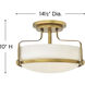 Harper 3 Light 14.5 inch Heritage Brass Indoor Semi-Flush Mount Ceiling Light in White