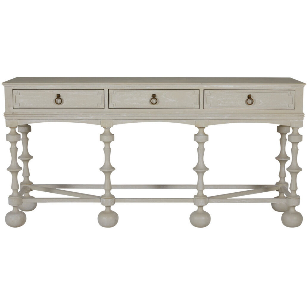 Arrington 76 X 21 inch Cerused White / Antique Brass Console Table