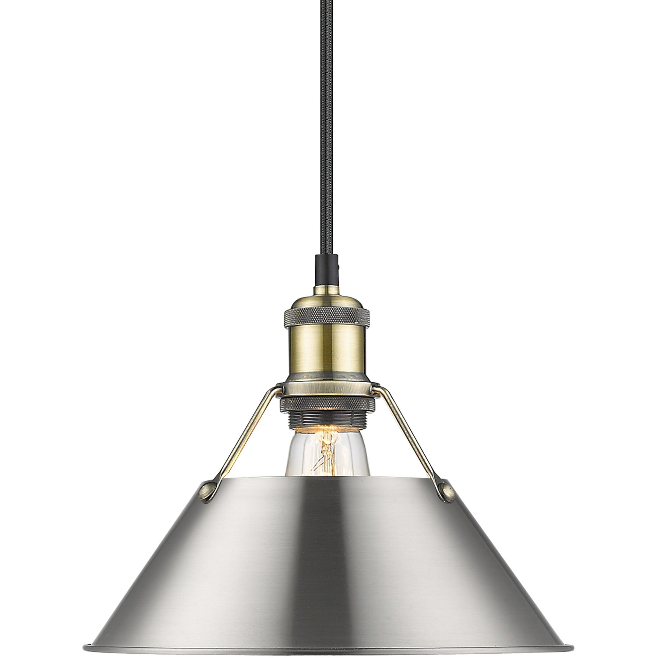 Yep Orwell Pendant Ceiling Light in Aged Brass, Pewter, Medium