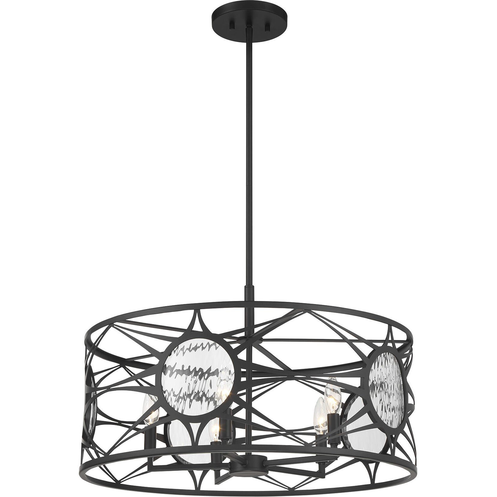 Balfour 5 Light 24 inch Matte Black Convertible Semi-Flush or Pendant Ceiling Light