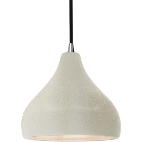 Radiance LED 8 inch White Crackle and Brushed Nickel Pendant Ceiling Light