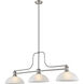 Melange 3 Light 52 inch Brushed Nickel Billiard Ceiling Light in White Linen Glass