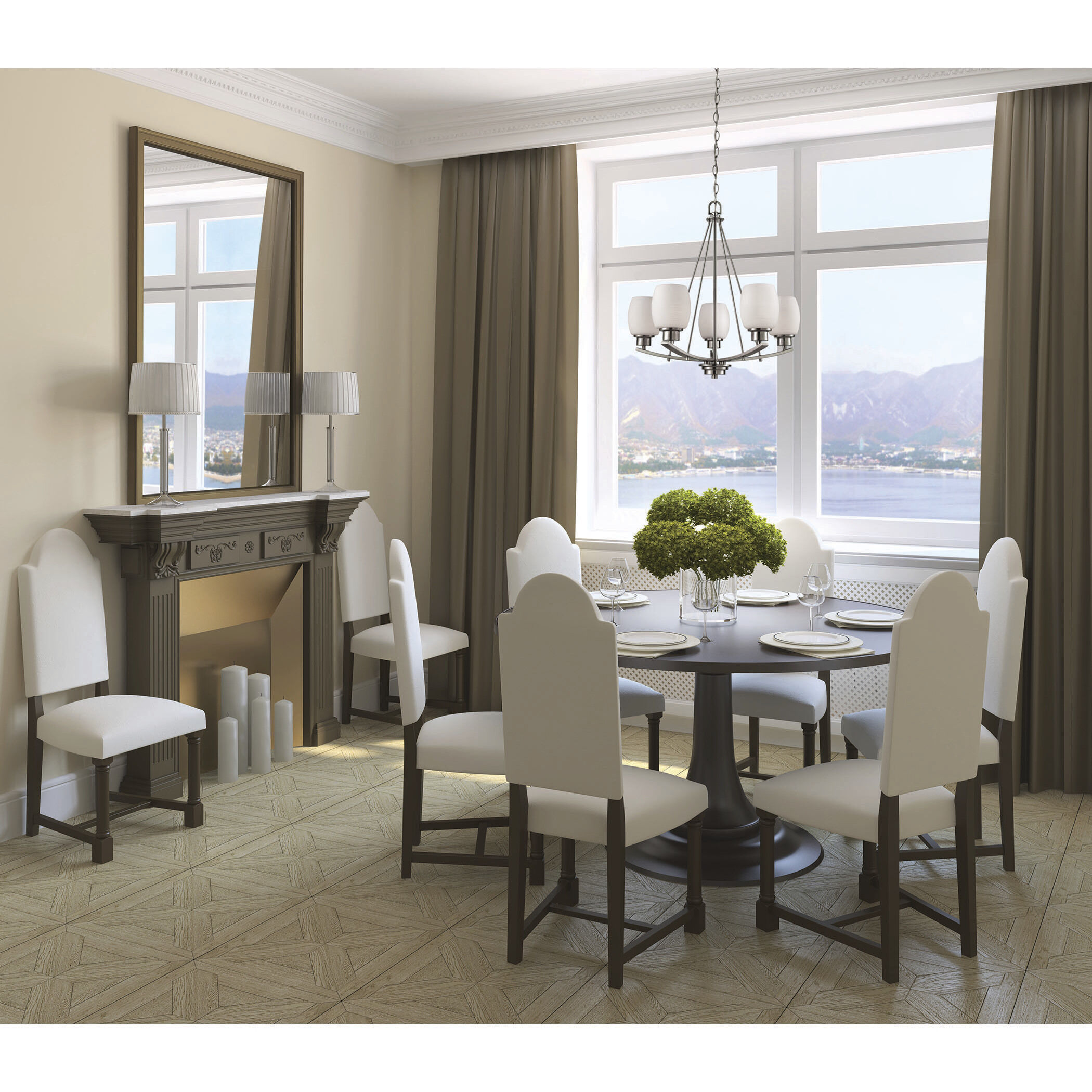 Casual Mission 5 Light 22 inch Brushed Nickel Chandelier Ceiling Light