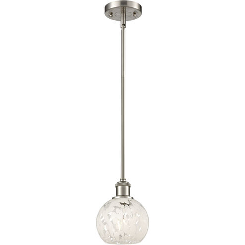 Ballston White Mouchette 1 Light 6 inch Brushed Satin Nickel Stem Hung Mini Pendant Ceiling Light