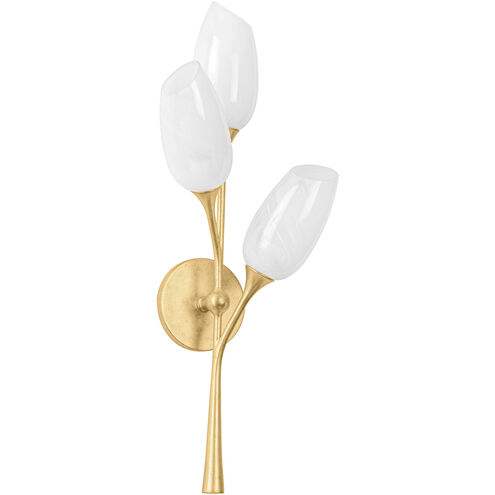 Aldean 3 Light 8.25 inch Vintage Gold Leaf Wall Sconce Wall Light