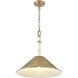 Neville 1 Light 18 inch Natural Brass and Bleached White Wood Pendant Ceiling Light