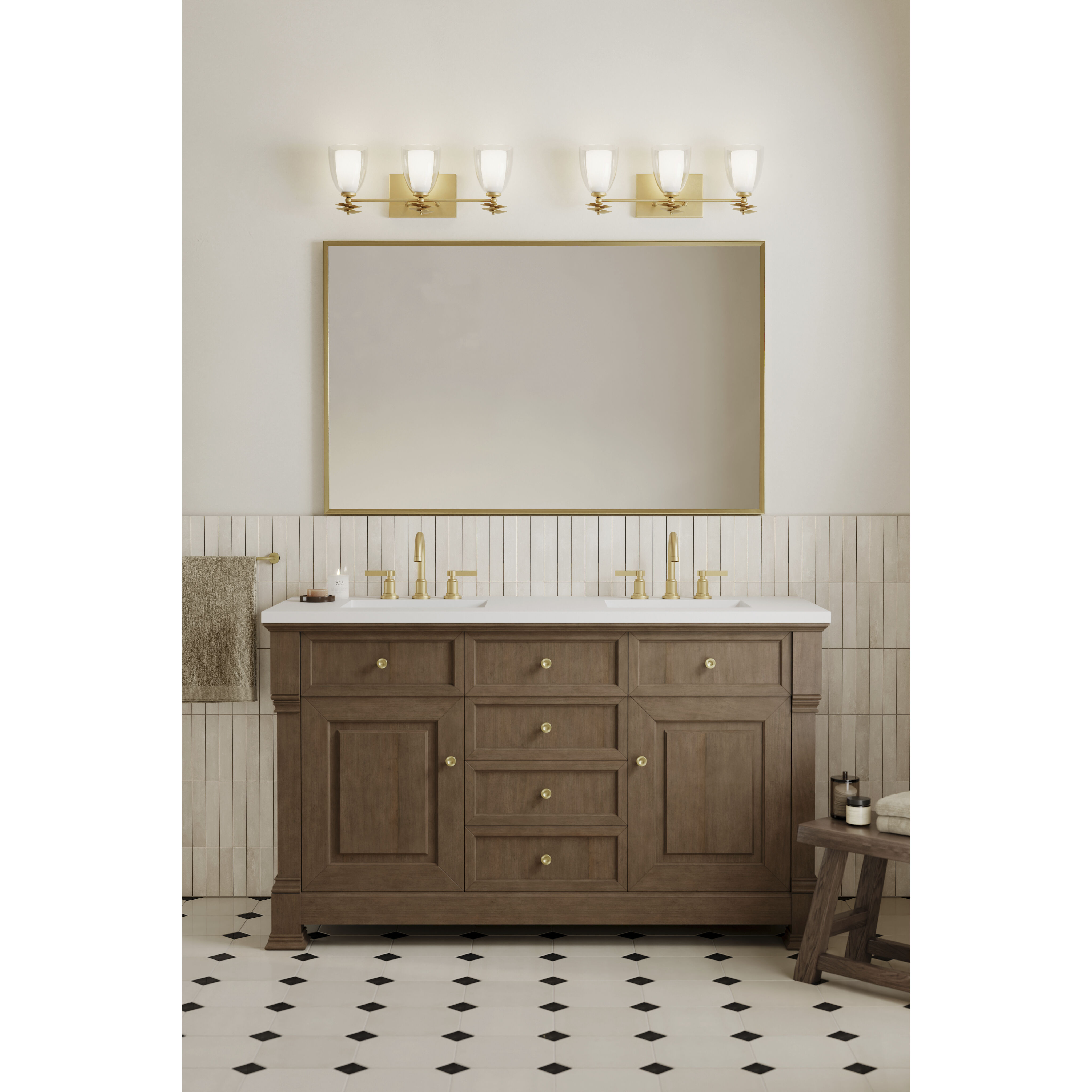 Elowen 3 Light 21.75 inch Legacy Brass Vanity Wall Light