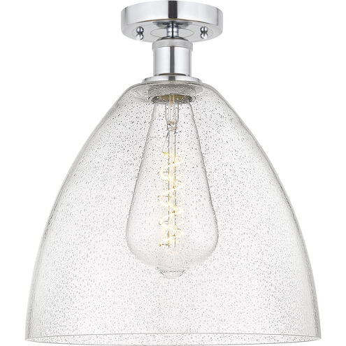 Edison Bristol Glass 1 Light 12 inch Brushed Satin Nickel Semi-Flush Mount Ceiling Light in Clear Glass
