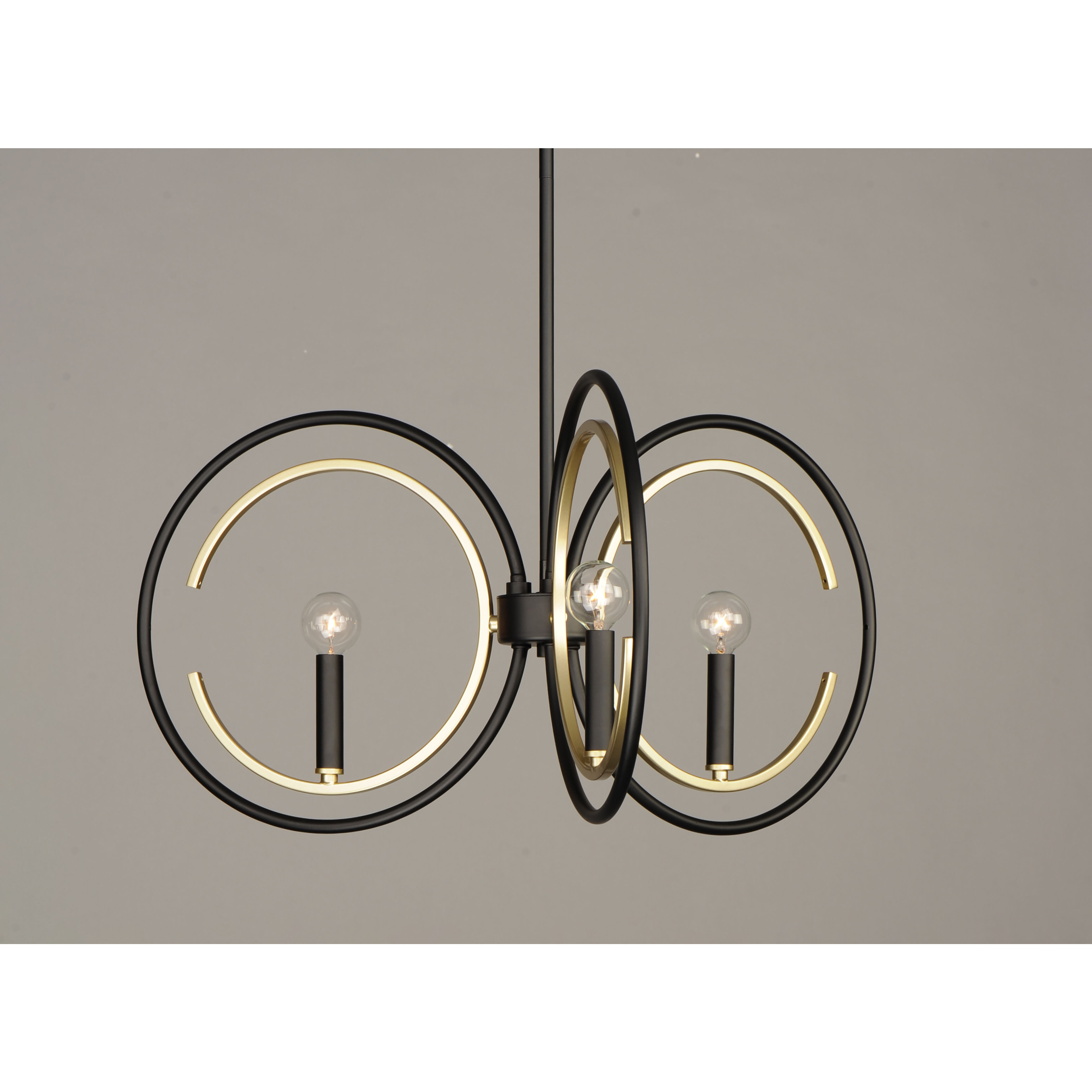 Clip 3 Light 28 inch Black/Gold Chandelier Ceiling Light