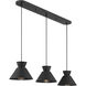 Mid-Century Modern 3 Light 40 inch Matte Black Linear Chandelier Ceiling Light