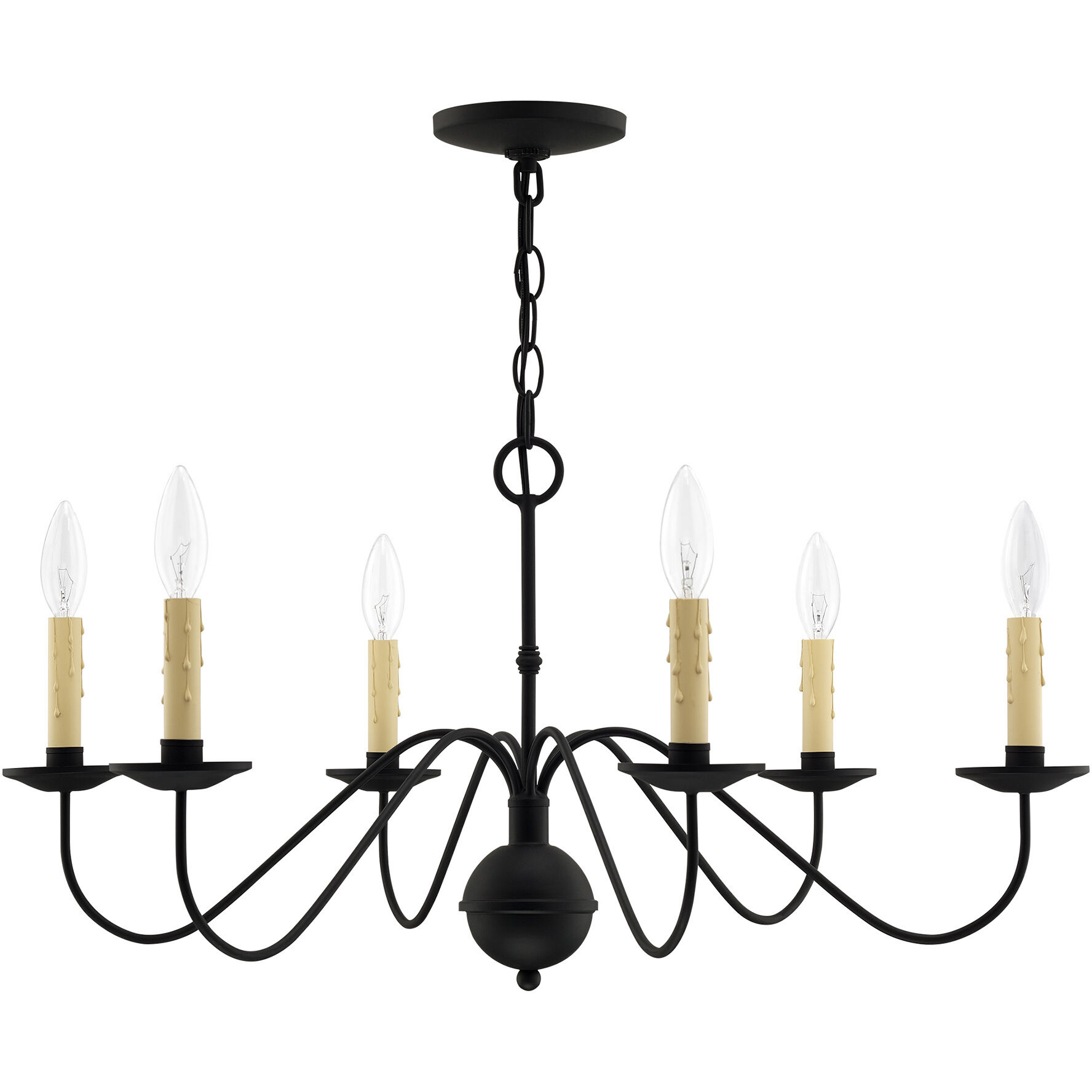 Heritage 6 Light 28 inch Black Chandelier Ceiling Light