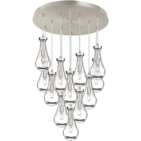 Owego 12 Light 24.38 inch Brushed Satin Nickel Multi Pendant Ceiling Light in Clear Glass