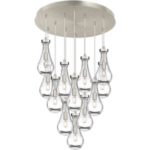 Owego 12 Light 24.38 inch Brushed Satin Nickel Multi Pendant Ceiling Light in Clear Glass