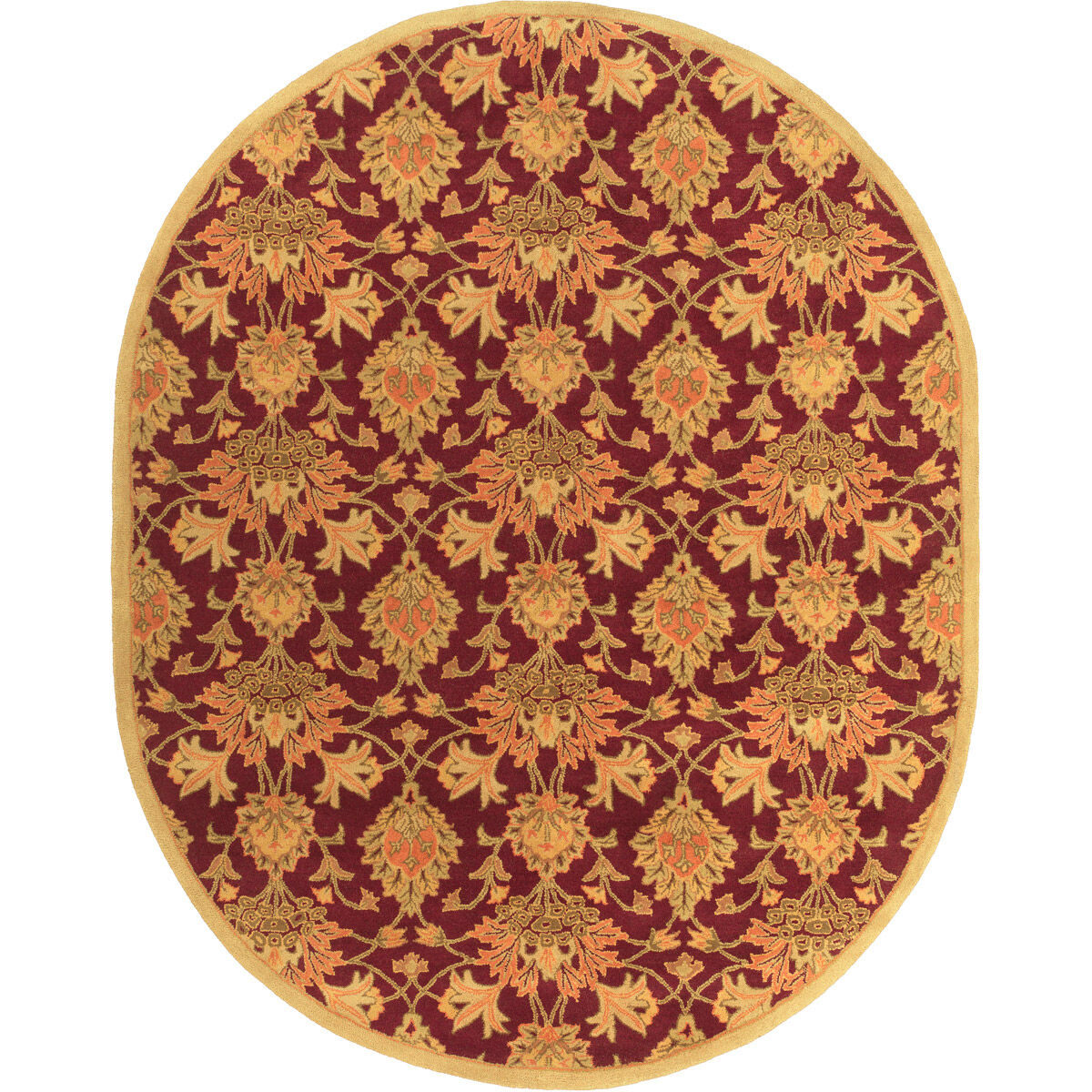 Caesar 120 X 96 inch Burgundy, Khaki, Burnt Orange, Dark Brown Rug