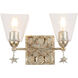 Star 2 Light 16 inch Silver leaf Bath Light Wall Light in Silver Leaf with Antique