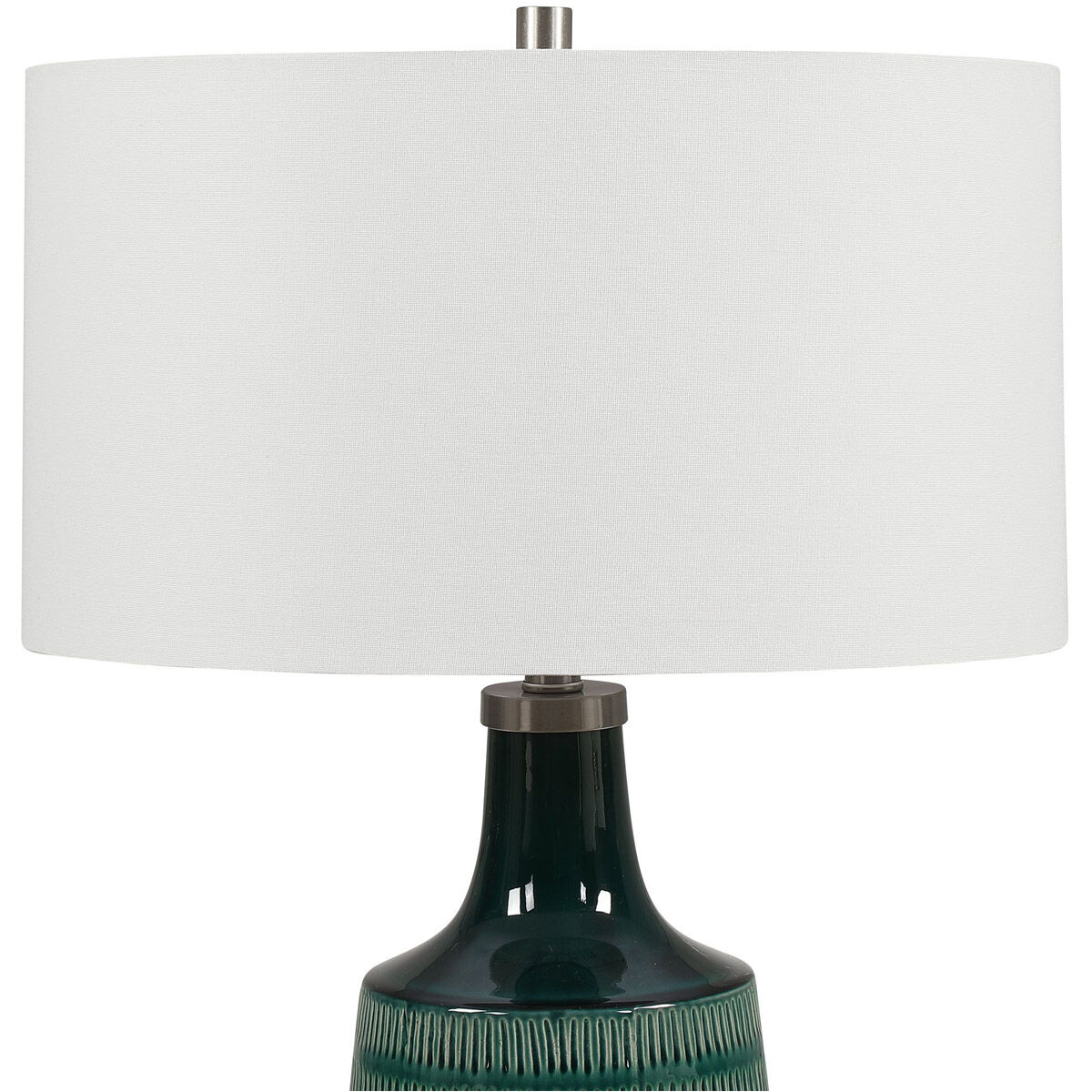 Scouts 31 inch 150.00 watt Deep Teal Glaze with Brushed Nickel Details Table Lamp Portable Light
