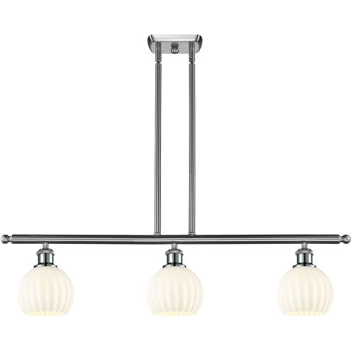 Ballston White Venetian 3 Light 36 inch Brushed Satin Nickel Stem Hung Island Light Ceiling Light