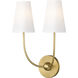 Shannon 2 Light 12.75 inch Rubbed Brass Wall Sconce Wall Light