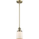 Franklin Restoration Bell LED 5 inch Brushed Brass Mini Pendant Ceiling Light in Matte White, Franklin Restoration