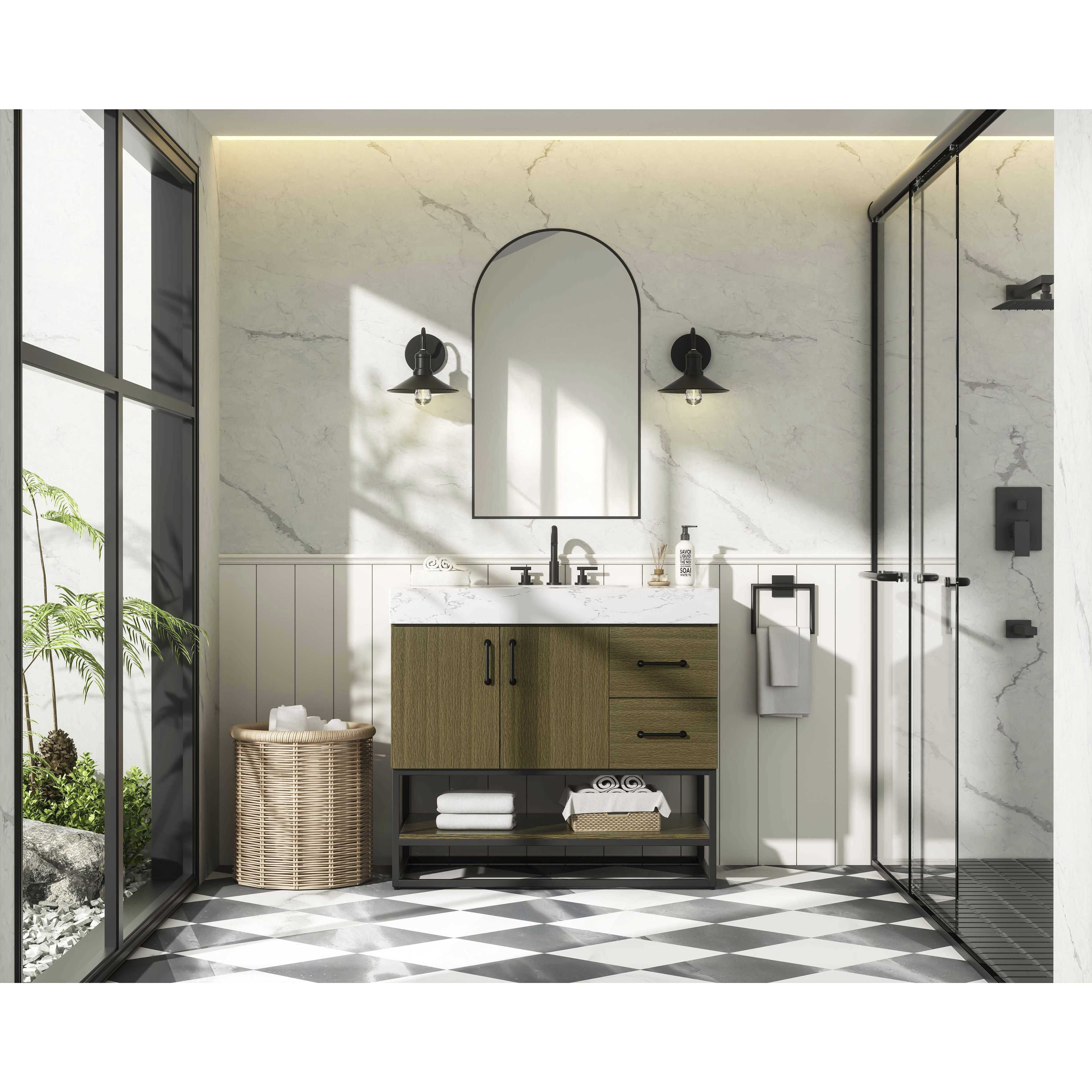 Caroline 36 X 34 inch Chestnut Brown Bathroom Vanity Cabinet