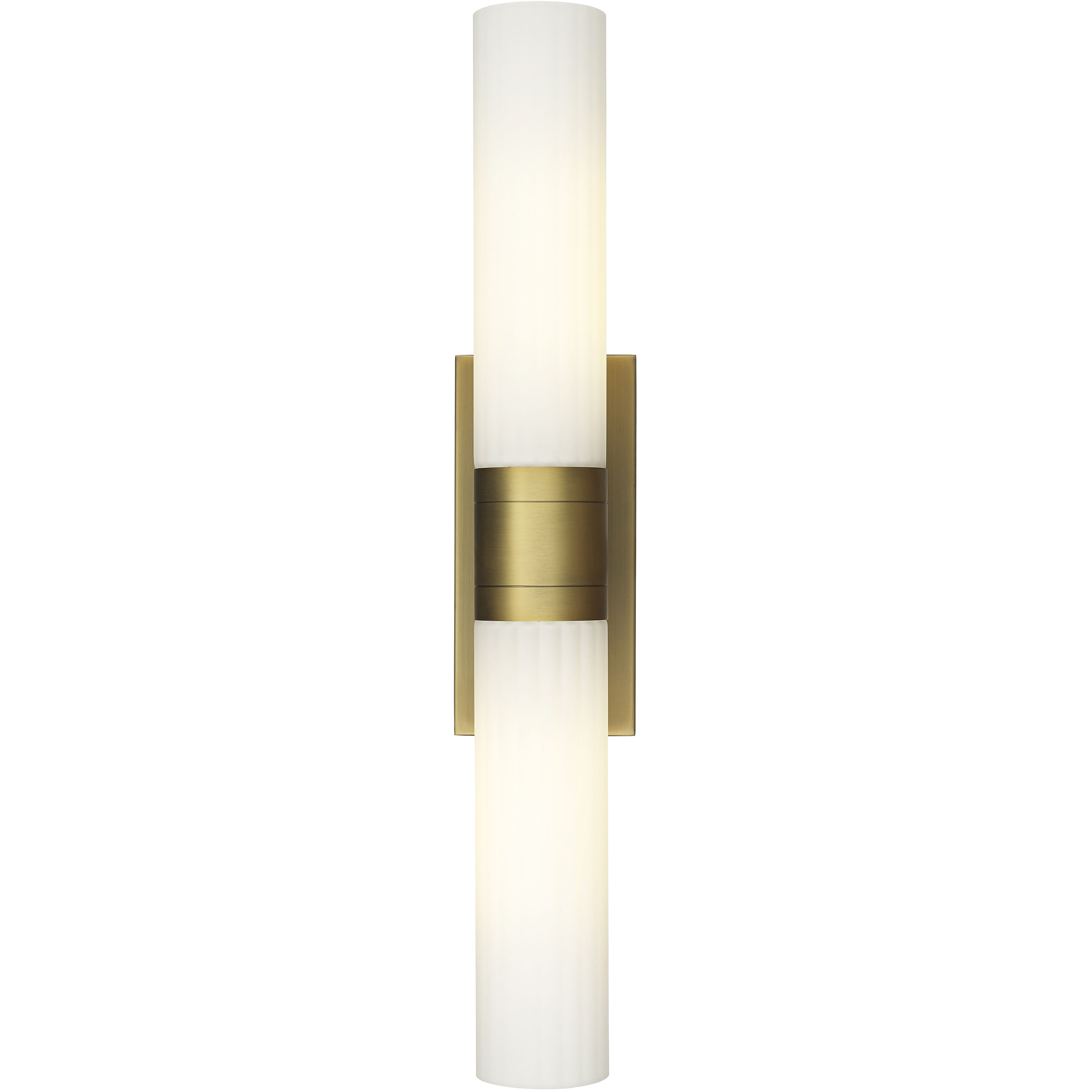 Empire 2 Light 24.75 inch Brushed Brass Bath Vanity Light Wall Light in Matte White Glass