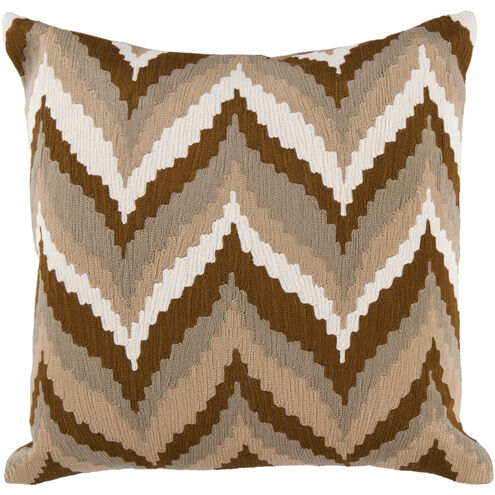 Ikat Chevron 18 inch Camel, Tan, Cream Pillow Kit