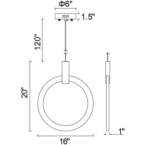 Anello LED 6 inch White Oak Down Pendant Ceiling Light