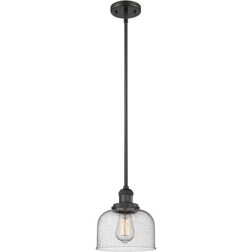 Franklin Restoration Bell 1 Light 8 inch Matte Black Mini Pendant Ceiling Light in Incandescent, Seedy, Franklin Restoration