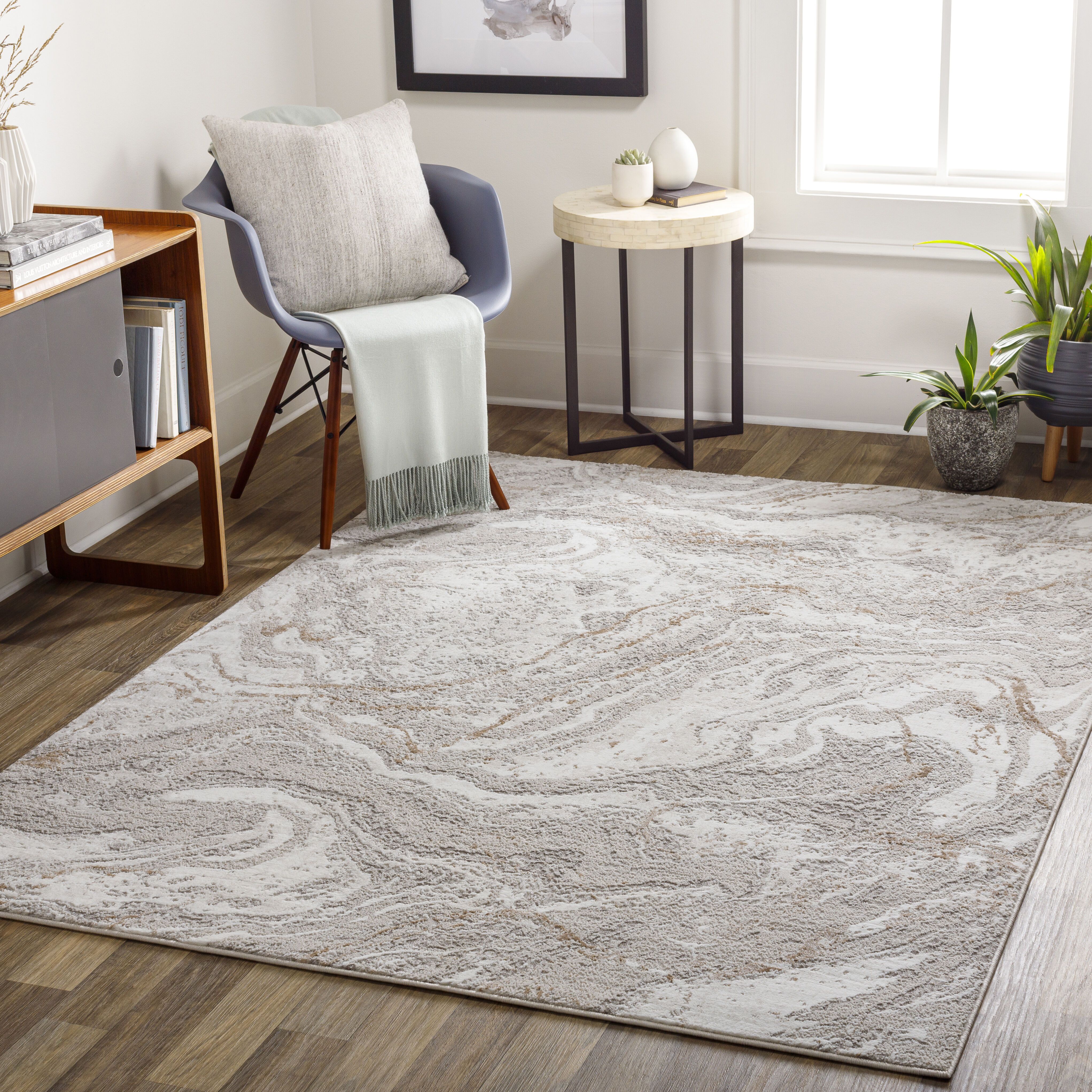 Allegro 108 X 79 inch Light Grey Rug, Rectangle