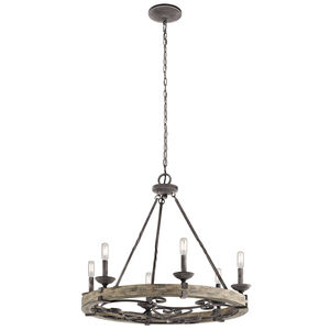 Taulbee 6 Light 29 inch Weathered Zinc Chandelier Round Pendant Ceiling Light