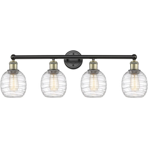 Belfast 4 Light 33 inch Black Antique Brass Bath Vanity Light Wall Light in Deco Swirl